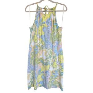 J. McLaughlin Paisley Pastel Catalina Cloth Halter Stretch Shift Sundress Size S